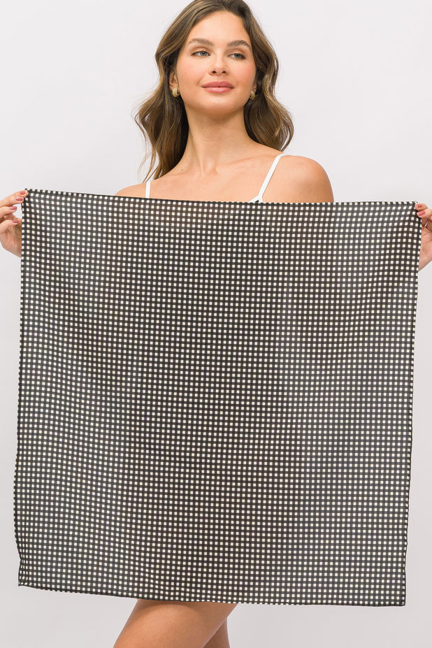 Lenço de Cabeça Xadrez Preto e Branco