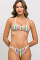 Biquíni Frente Única e Calcinha com Tira Lateral Crochê Colorido