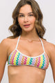 Biquíni Frente Única e Calcinha com Tira Lateral Crochê Colorido