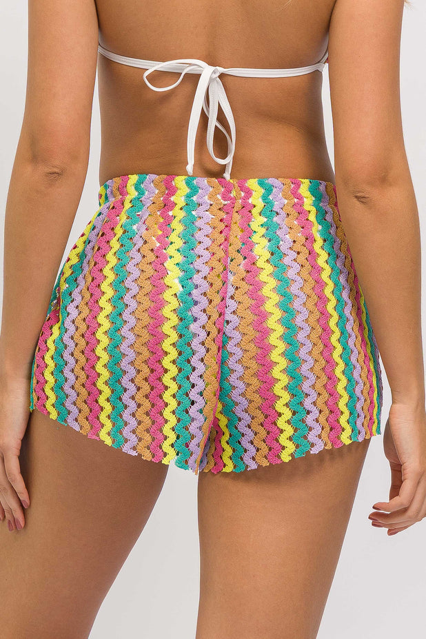Short Soltinho de Praia Crochê Colorido