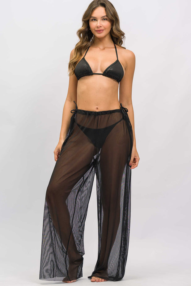 Calça Larguinha Praia de Tule Preta