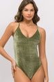 Body de Alcinha Veludo Militar