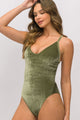 Body de Alcinha Veludo Militar