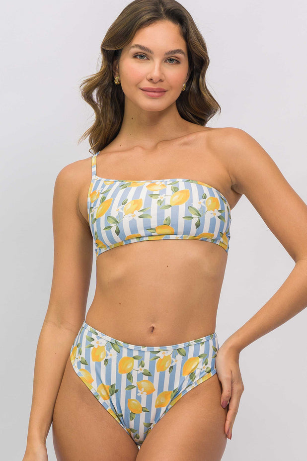 Biquíni Ombro Só e Calcinha Hot Pants Limão