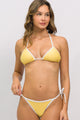 Biquíni Cortininha e Calcinha Amarrar Amarelo com Viés Branco