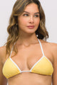 Biquíni Cortininha e Calcinha Amarrar Amarelo com Viés Branco