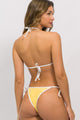 Biquíni Cortininha e Calcinha Amarrar Amarelo com Viés Branco