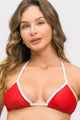 Biquíni Cortininha e Calcinha de Amarrar Vermelho com Viés Branco