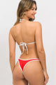 Biquíni Frente Única e Calcinha Asa Delta Vermelho com Viés Branco