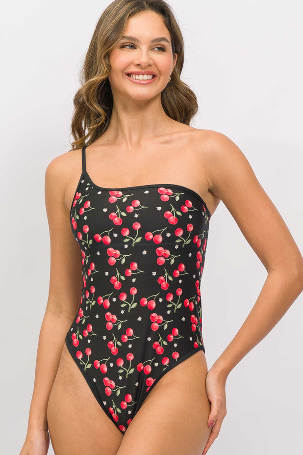 Maiô Ombro Só de Viés Cereja