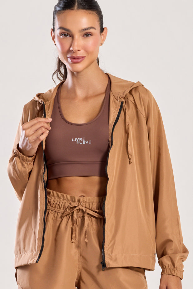 Jaqueta Corta Vento Bege Escuro