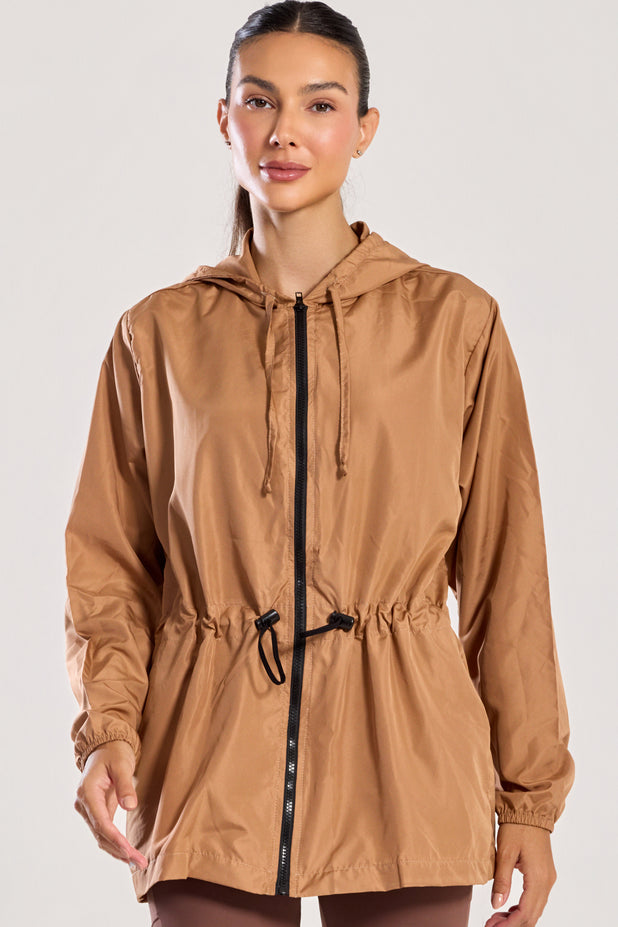 Parka Corta Vento Bege Escuro