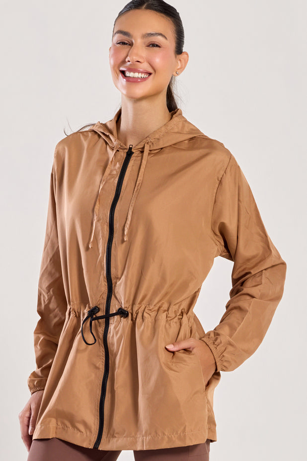 Parka Corta Vento Bege Escuro