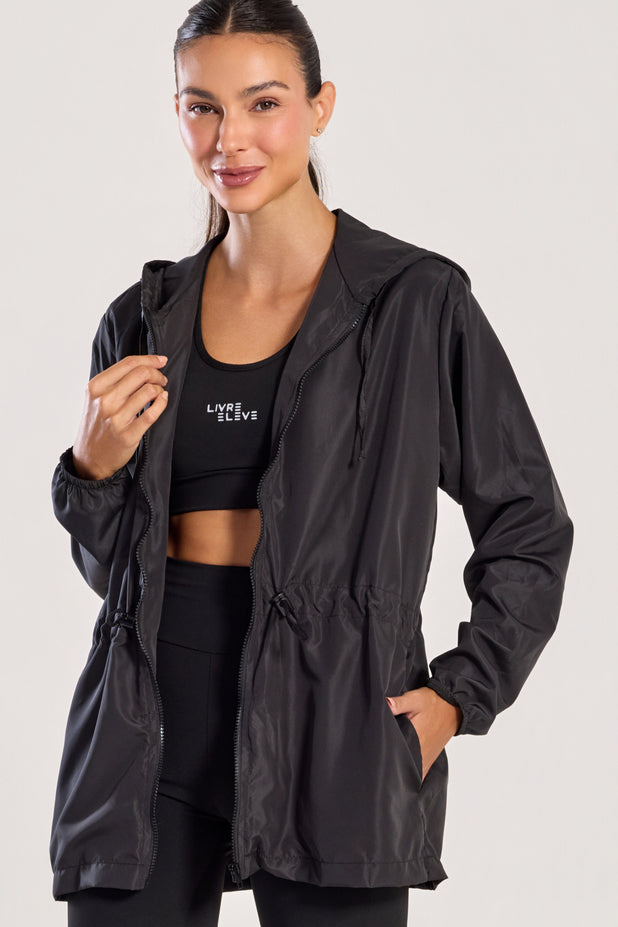 Parka Corta Vento Preta