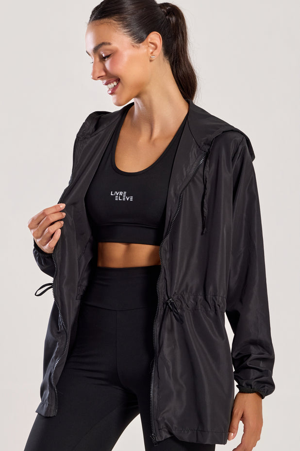 Parka Corta Vento Preta