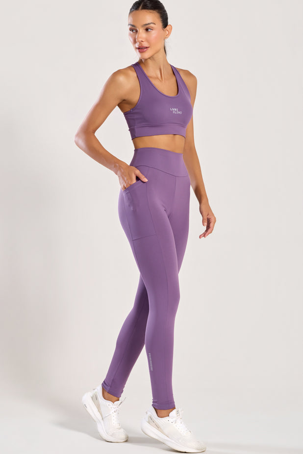 Conjunto Top e Legging com Bolso Lilás