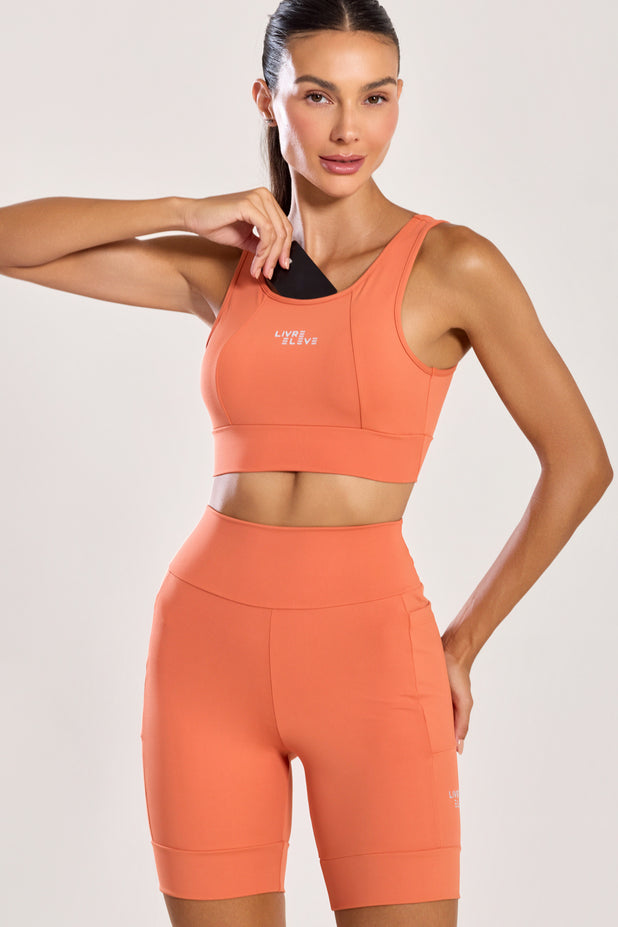 Bermuda com Bolso e Pala Laranja