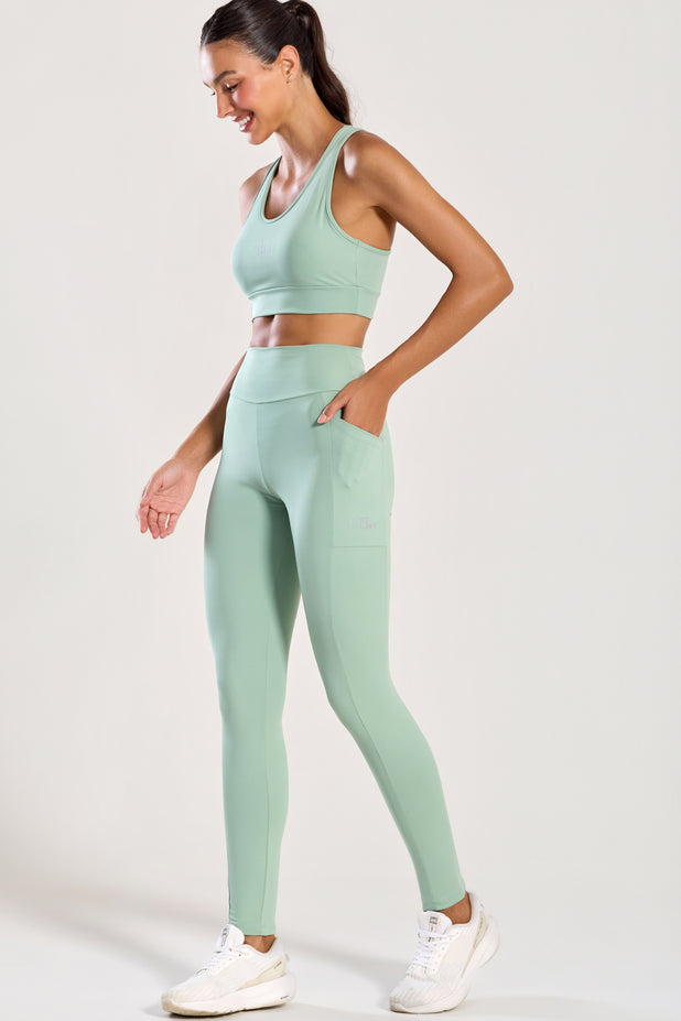 Conjunto Top e Legging com Bolso Verde Claro