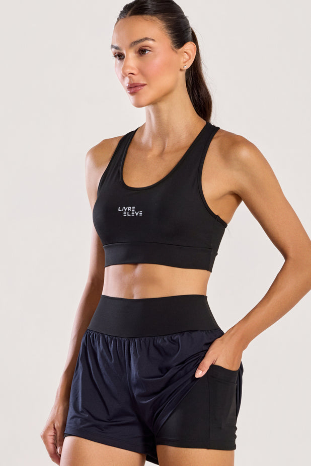 Short Duplo com Bolso Interno Preto