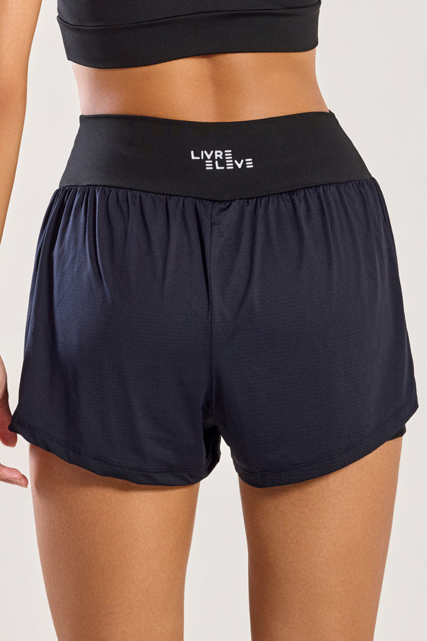 Short Duplo com Bolso Interno Preto