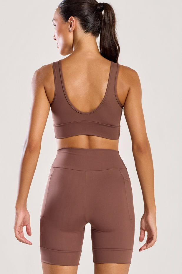 Conjunto Top e Bermuda com Bolso Marrom