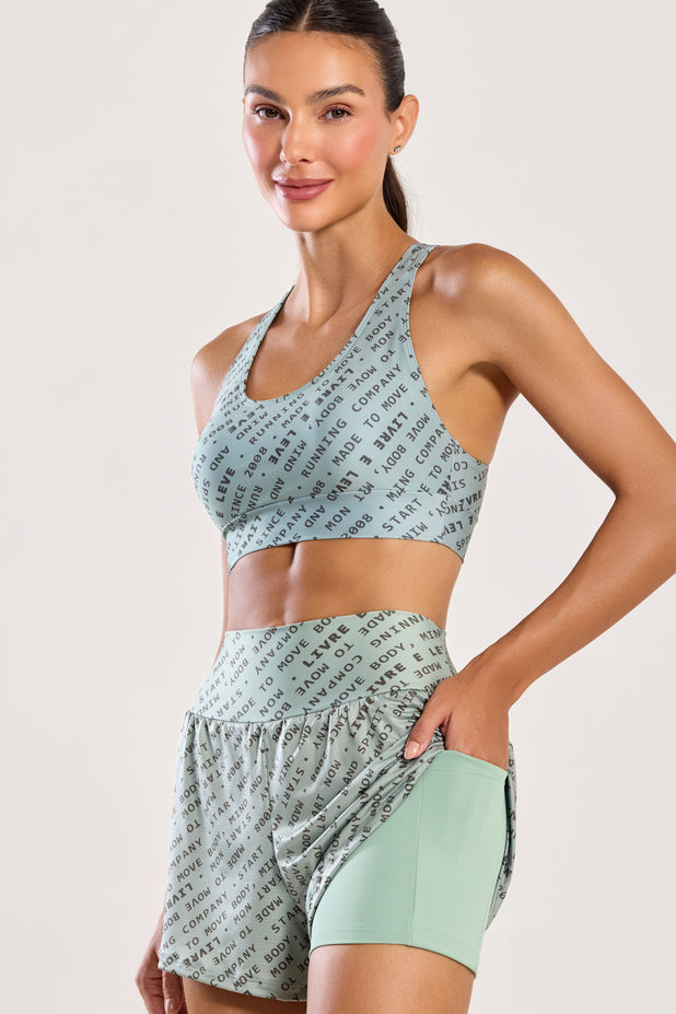 Short Duplo com Bolso Interno Impulso Verde