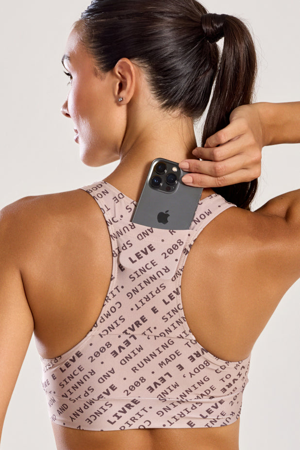 Top com Bolso nas Costas Impulso Marrom