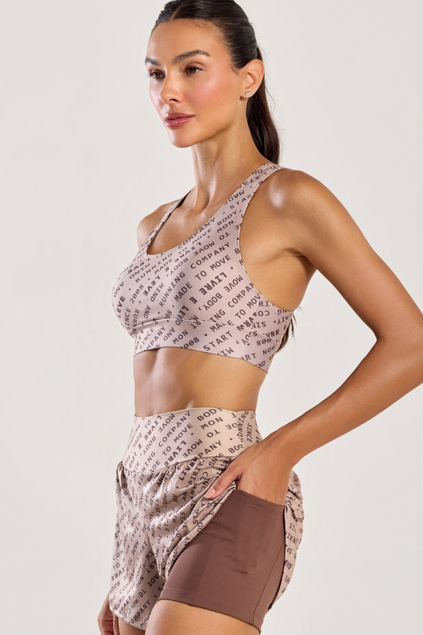 Short Duplo com Bolso Interno Impulso Marrom