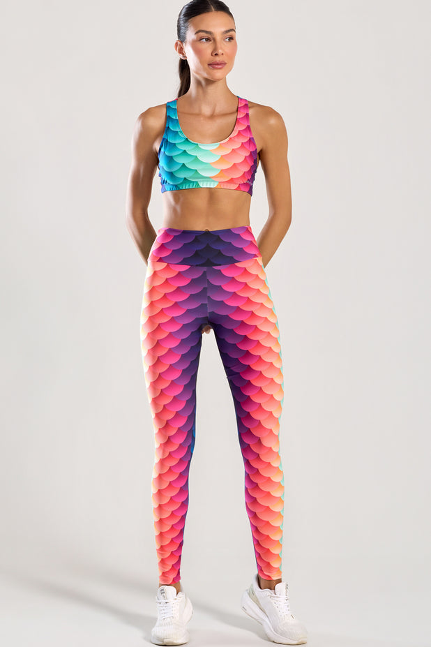 Conjunto Top e Legging Sereia Colorida