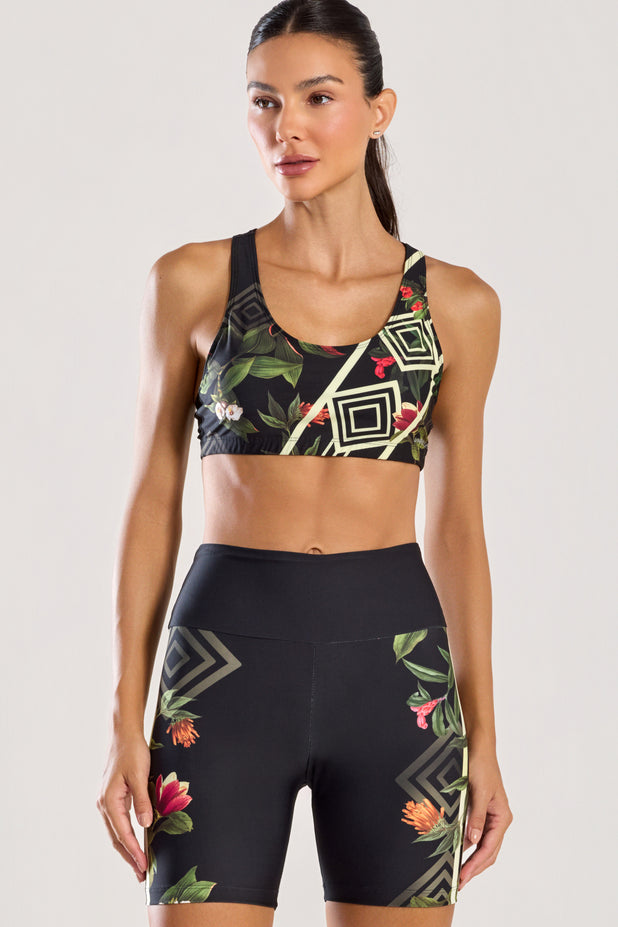 Conjunto Top e Bermuda Estampada Felicidade