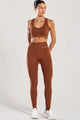 Conjunto Top Nadador e Legging Sem Costura Marrom