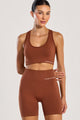 Conjunto Top Nadador e Bermuda Sem Costura Marrom