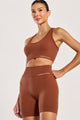 Conjunto Top Nadador e Bermuda Sem Costura Marrom