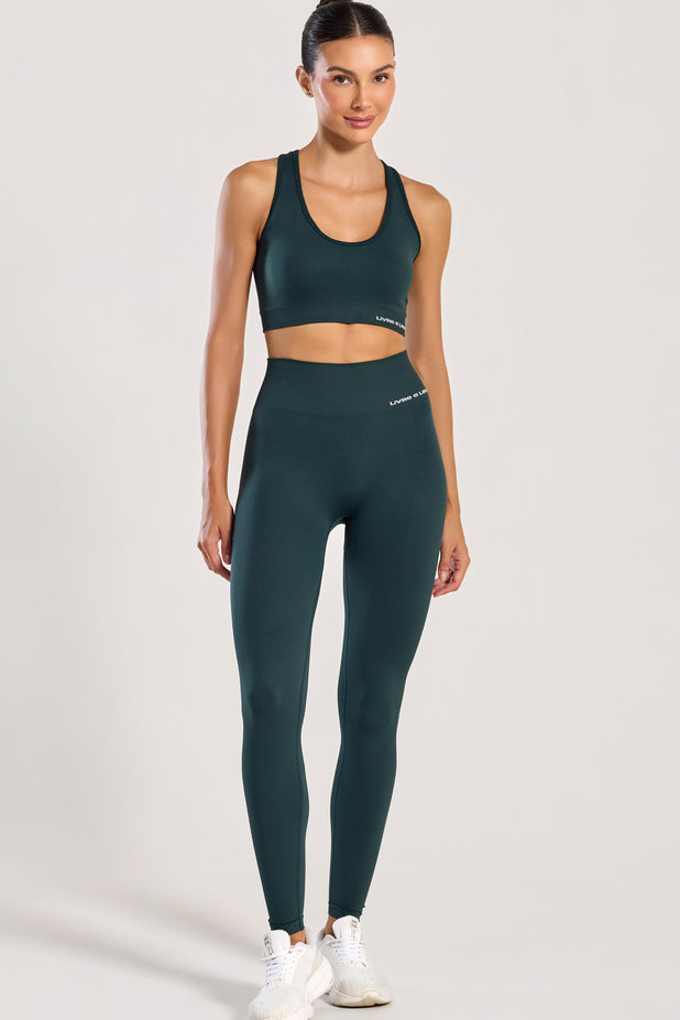 Conjunto Top Nadador e Legging Sem Costura Verde