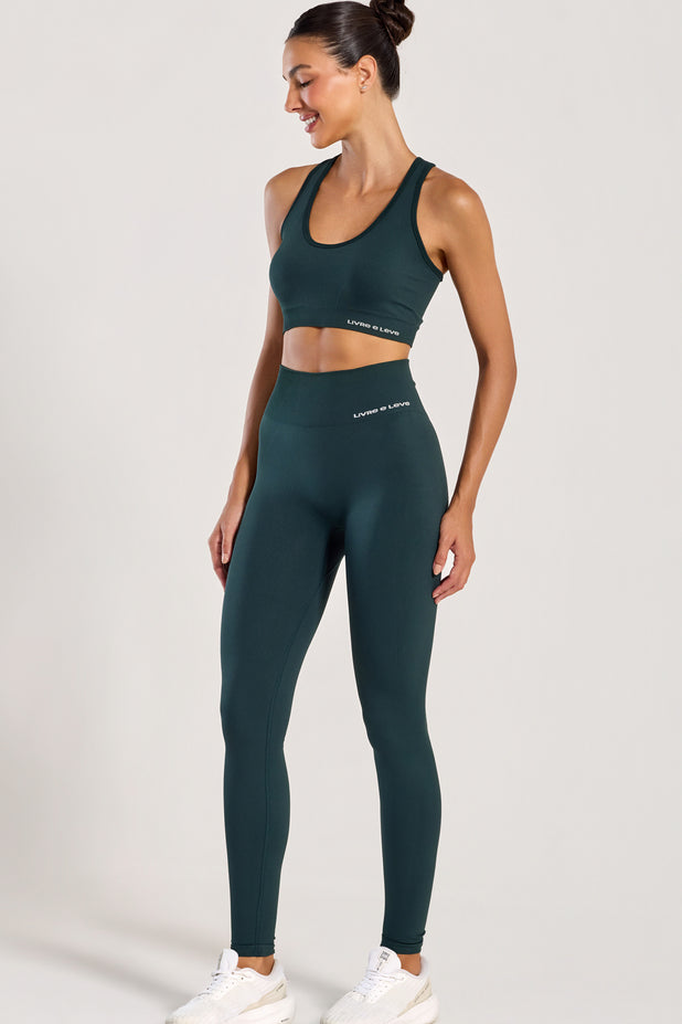 Conjunto Top Nadador e Legging Sem Costura Verde