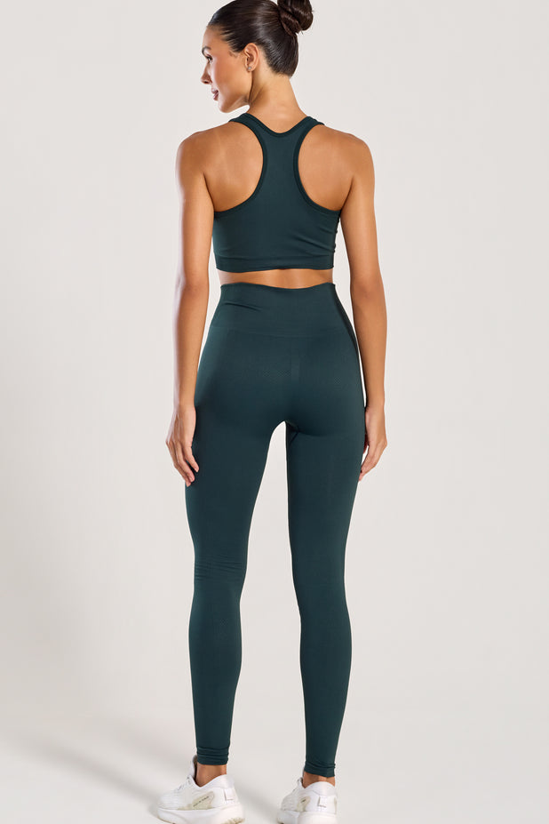 Conjunto Top Nadador e Legging Sem Costura Verde