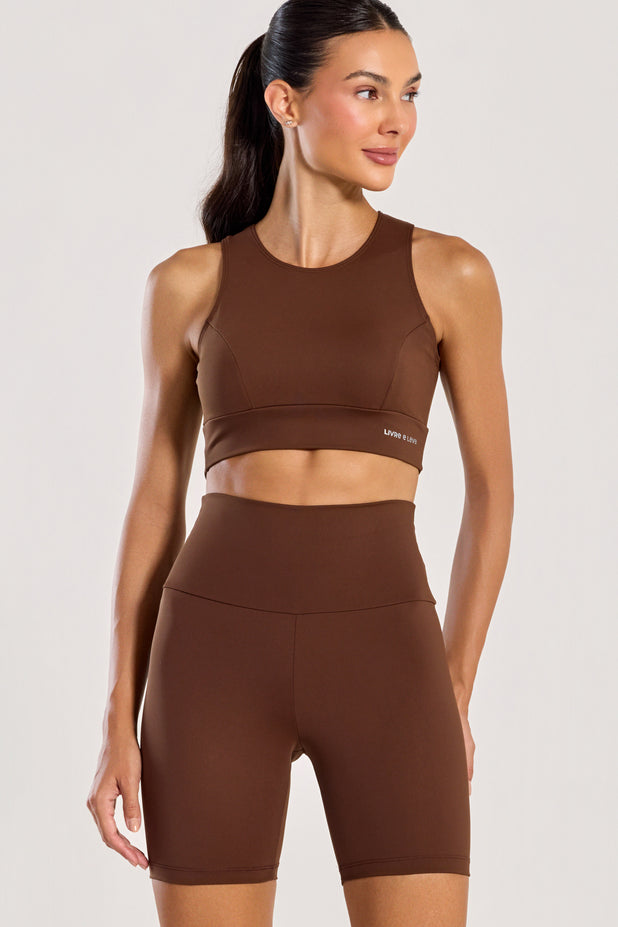 Conjunto Top e Bermuda Anticelulite Marrom