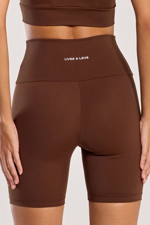 Conjunto Top e Bermuda Anticelulite Marrom