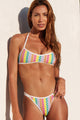Biquíni Frente Única e Calcinha com Tira Lateral Crochê Colorido