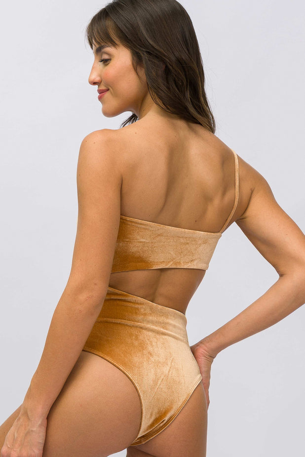 Body Ombro Só Alcinha Veludo Mocha