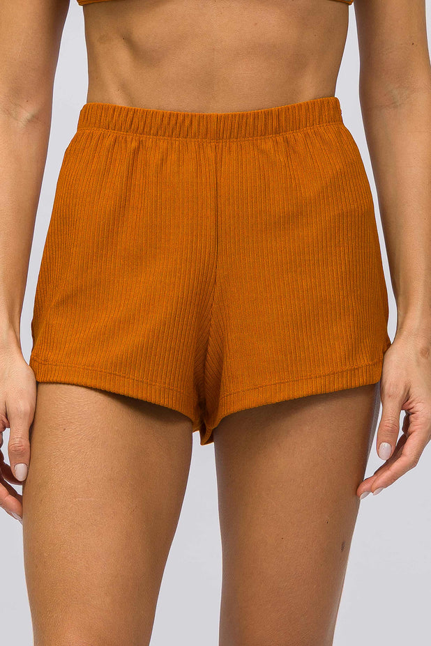 Short Plush Canelado Mostarda