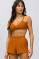 Short Plush Canelado Mostarda