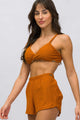 Short Plush Canelado Mostarda