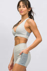 Short Fitness com Bolso de Tela Cinza Stormy