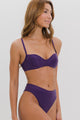 Biquíni com Aro e Calcinha Hot Pants com Cós Roxo