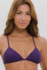 Top Biquíni Cortininha Fixa com Bojo Roxo