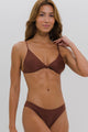 Biquíni Top com Nó e Calcinha Básica Marrom