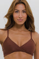 Top Biquíni Transpassado com Bojo Marrom