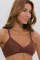 Top Biquíni Transpassado com Bojo Marrom