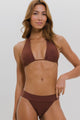 Biquíni Cortinão e Calcinha com Cós Marrom